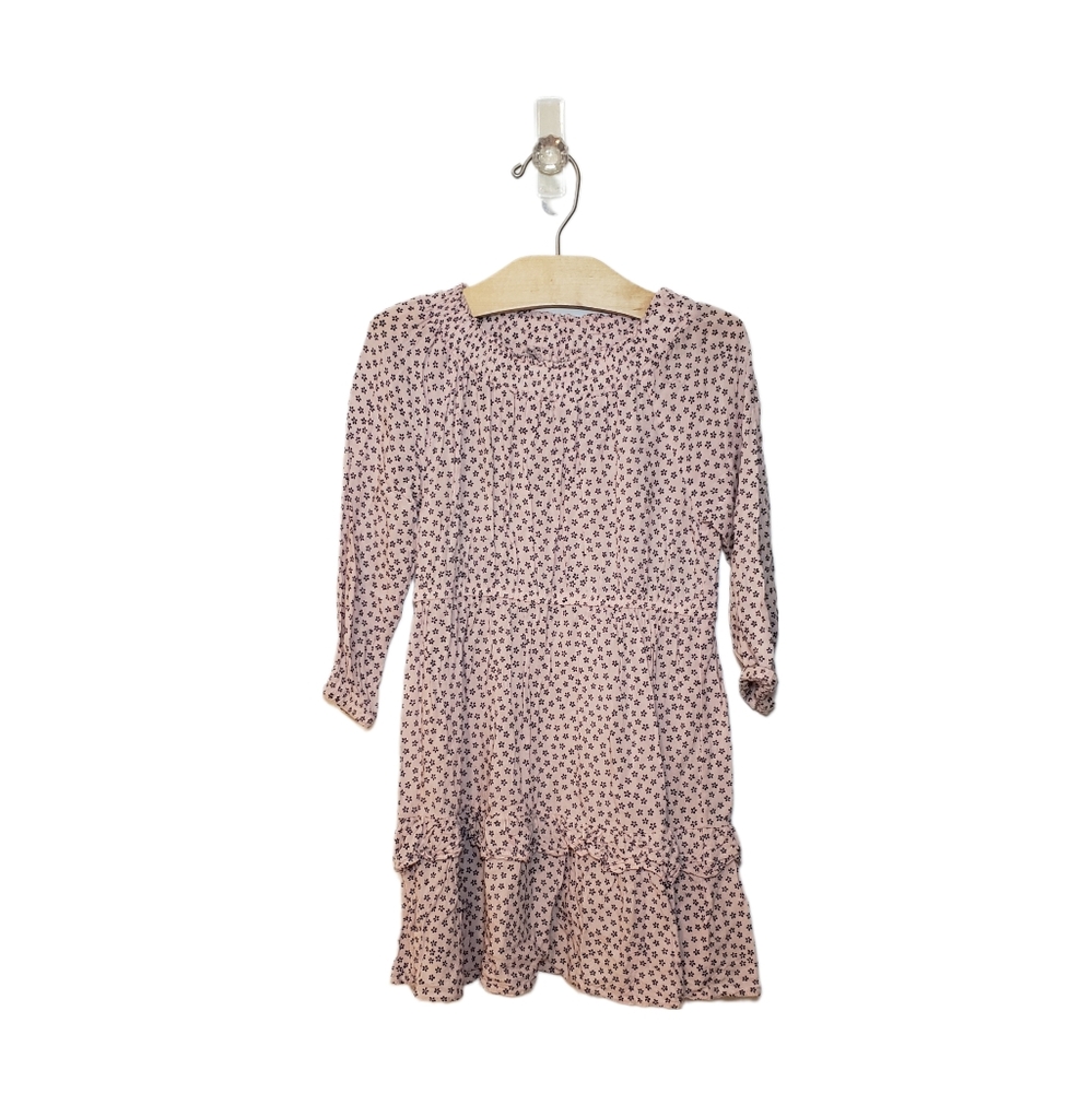 Gap 6-7 Girls Pink Ditsy Floral Ruffle Three Quarter Sleeve Dress